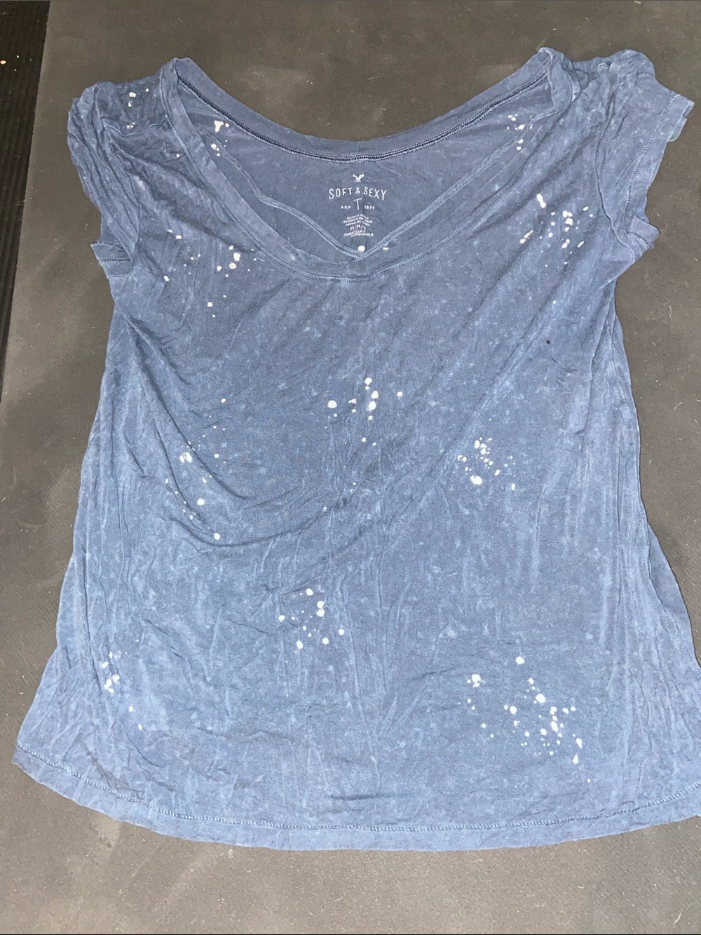 American Eagle Soft & Sexy Distressed Navy Blue Top
